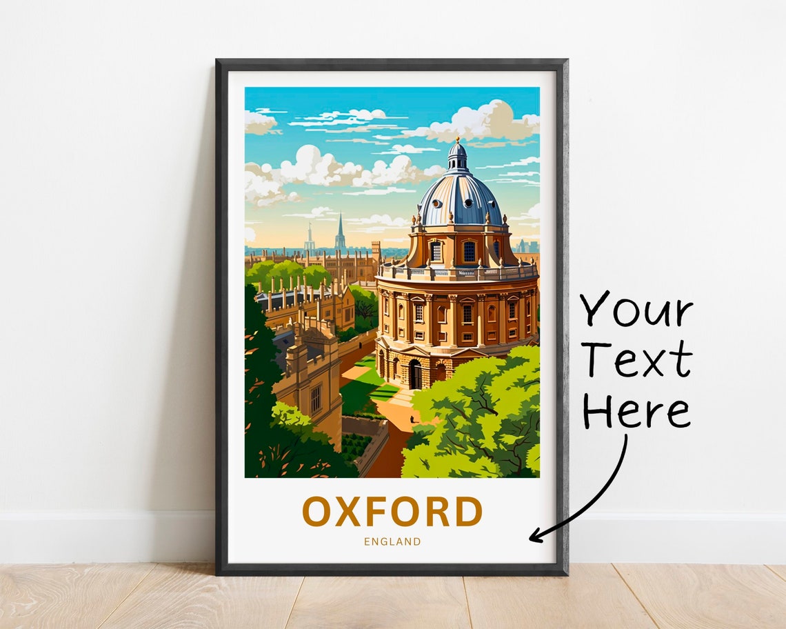 Personalized Oxford England Historic Dome Custom Text Travel Poster