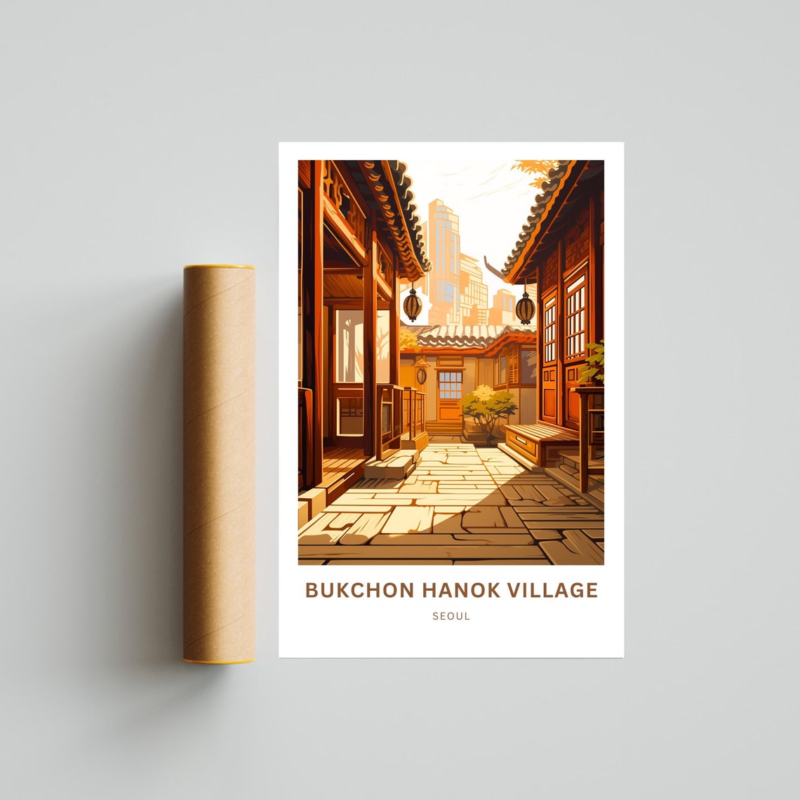 Personalized Bukchon Hanok Village Seoul Custom Text Travel Poster - Image 4