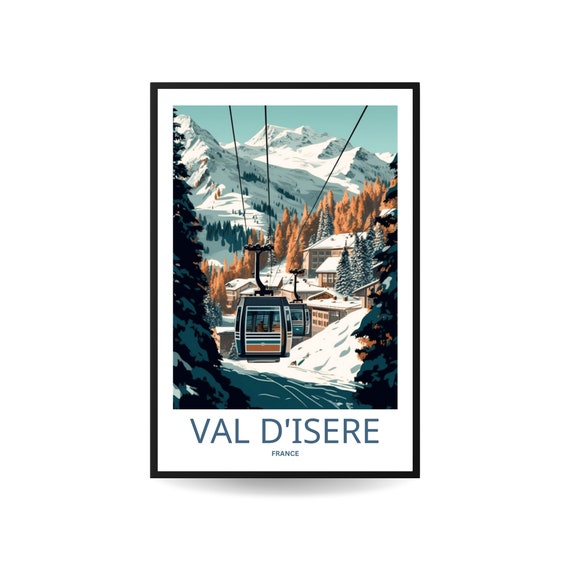 Val Disere Travel Print Skiing Wall Art Travel Poster Ski Print Val Disere Poster French Alps Skiing Ski Poster Skiing Poster