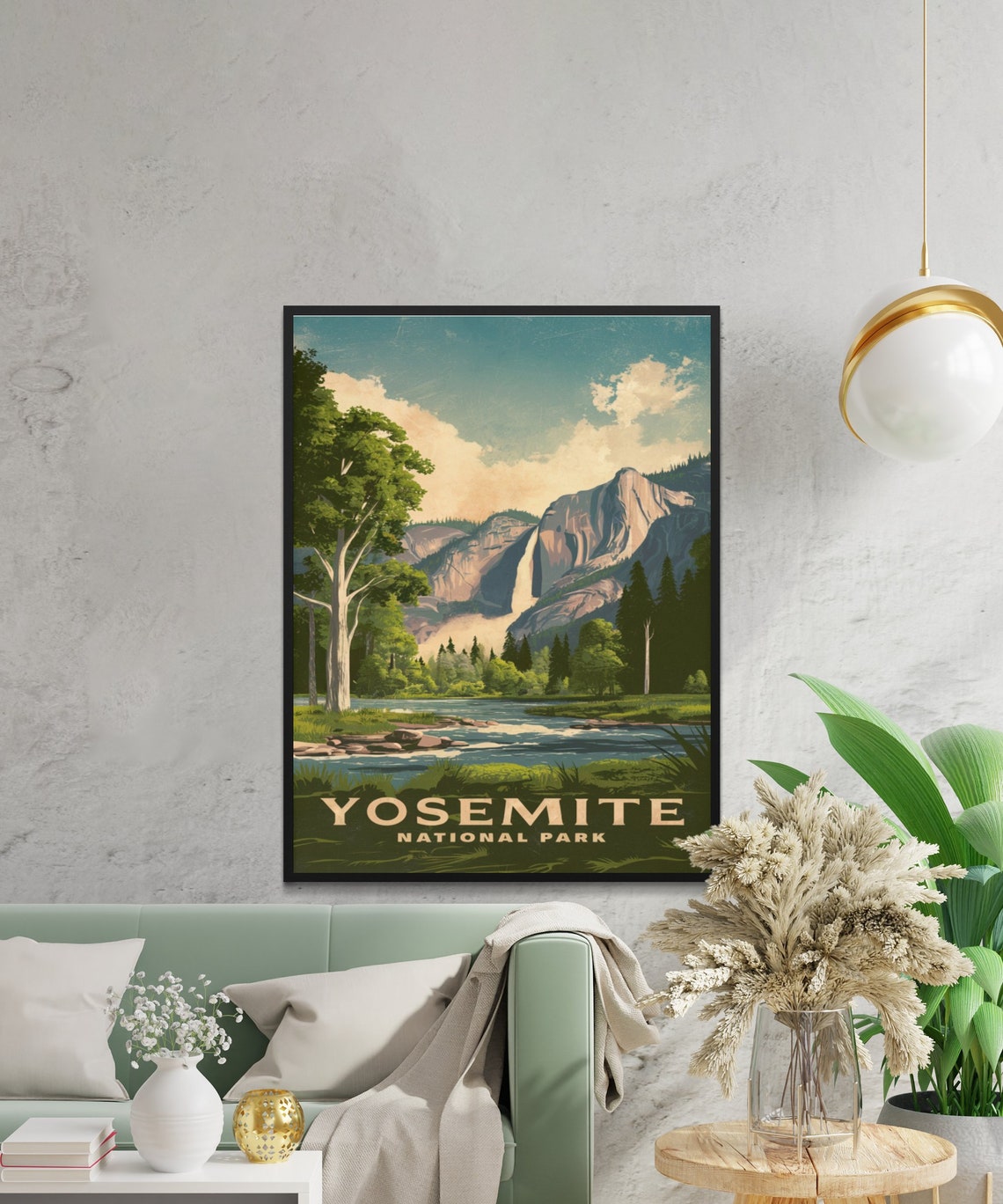 Yosemite National Park Travel Poster with Waterfall River and Meadow - Image 2