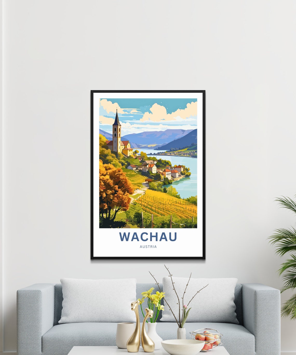 Wachau Austria Danube River Vineyards Church Personalized Poster - Image 3