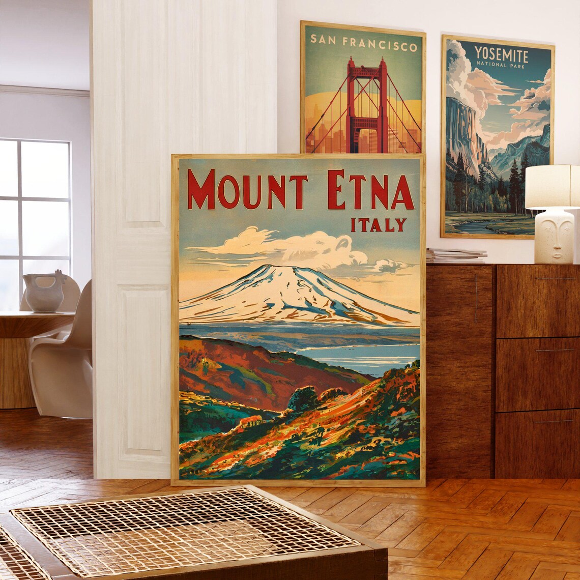 Mount Etna Vintage Travel Poster, Sicily Italy - Image 5