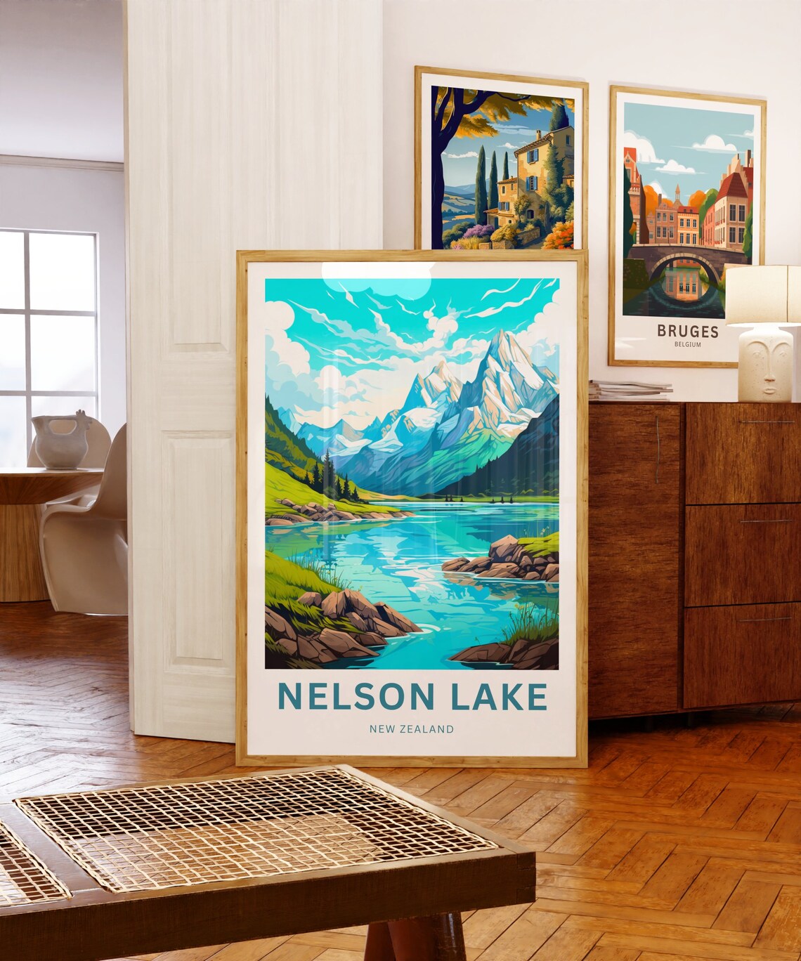 Nelson Lake New Zealand Personalized Mountain Lake Travel Poster - Image 5