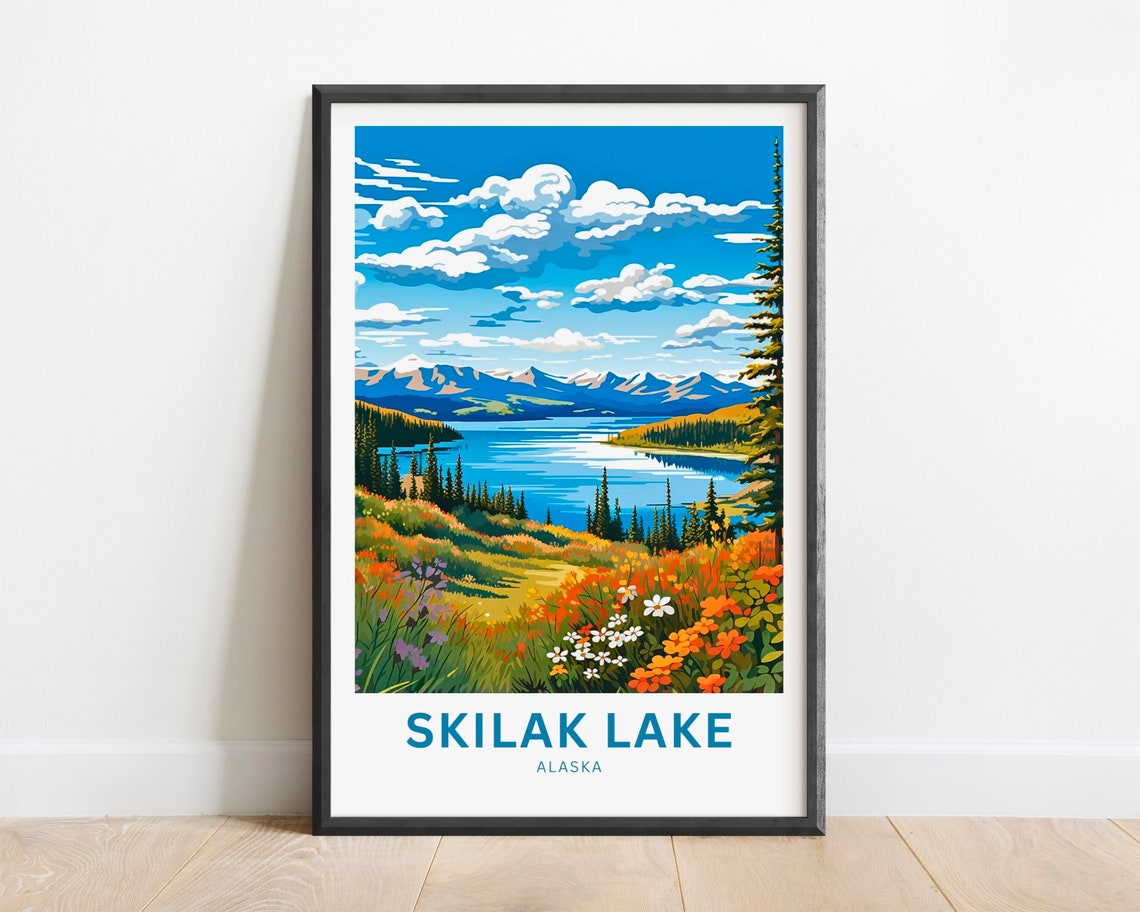 Personalized Skilak Lake Alaska Mountain Lake Panorama Poster - Image 4