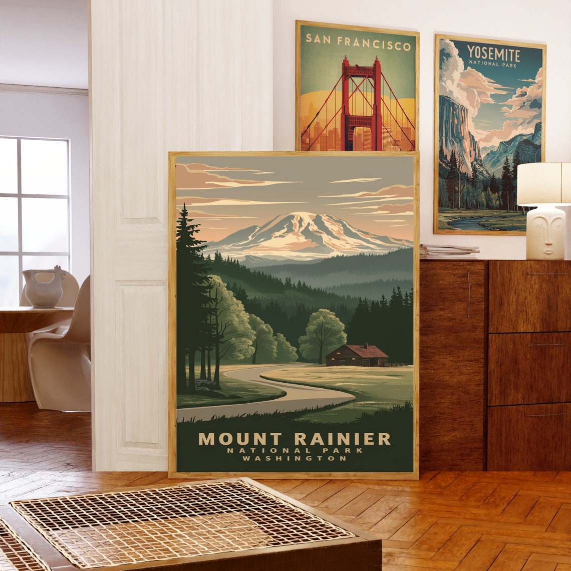 Mount Rainier National Park Washington Poster with Sunrise Road Scene - Image 5