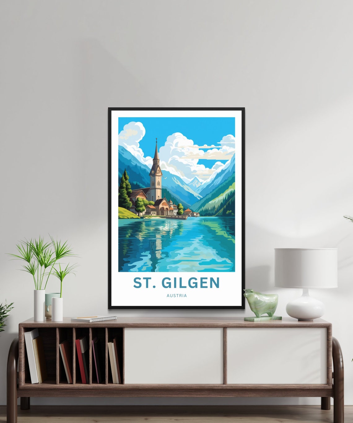 St. Gilgen Personalized Lake Reflection Church Travel Poster - Image 2