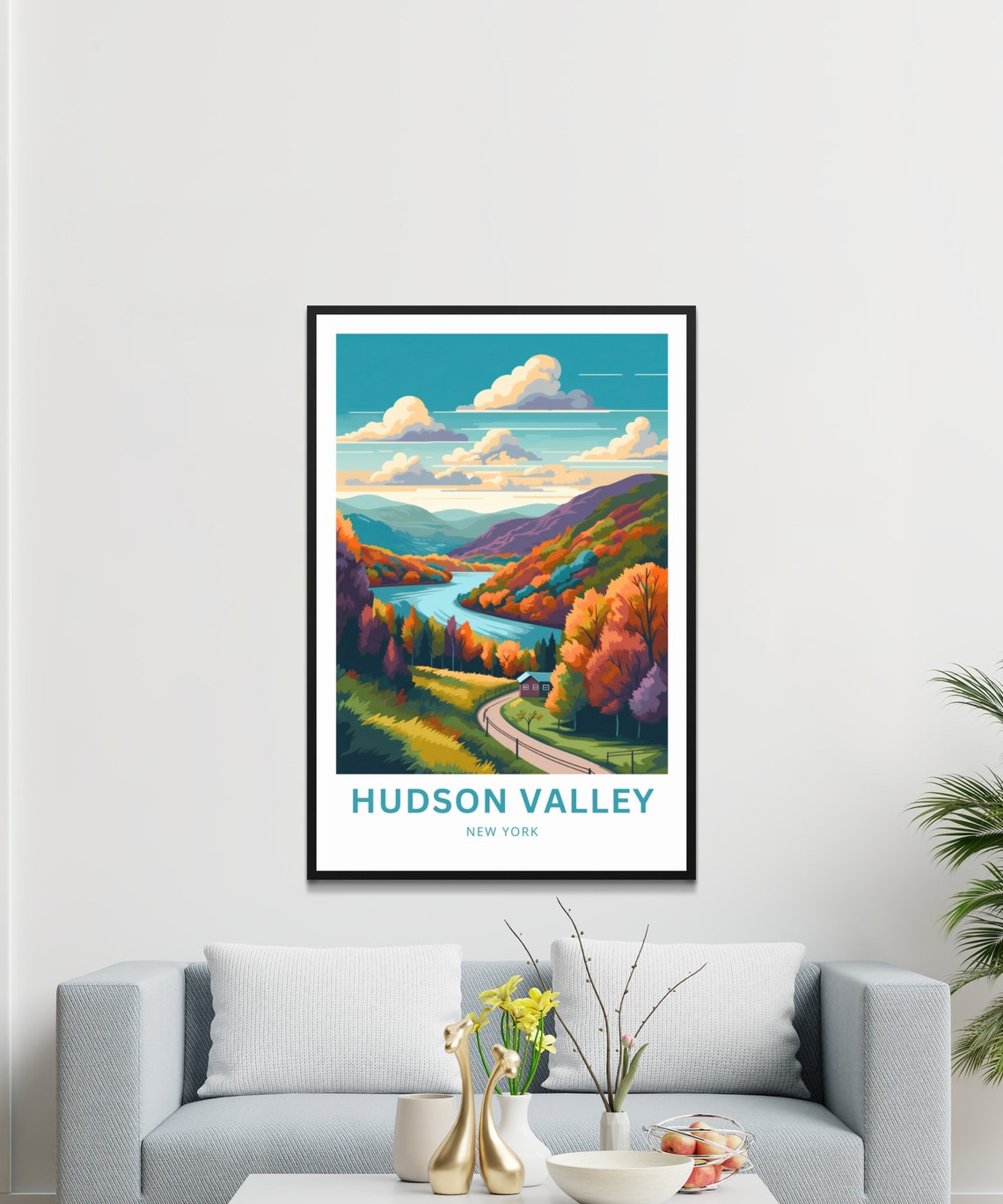 Hudson Valley New York Autumn River Hills Fall Foliage Poster - Image 3