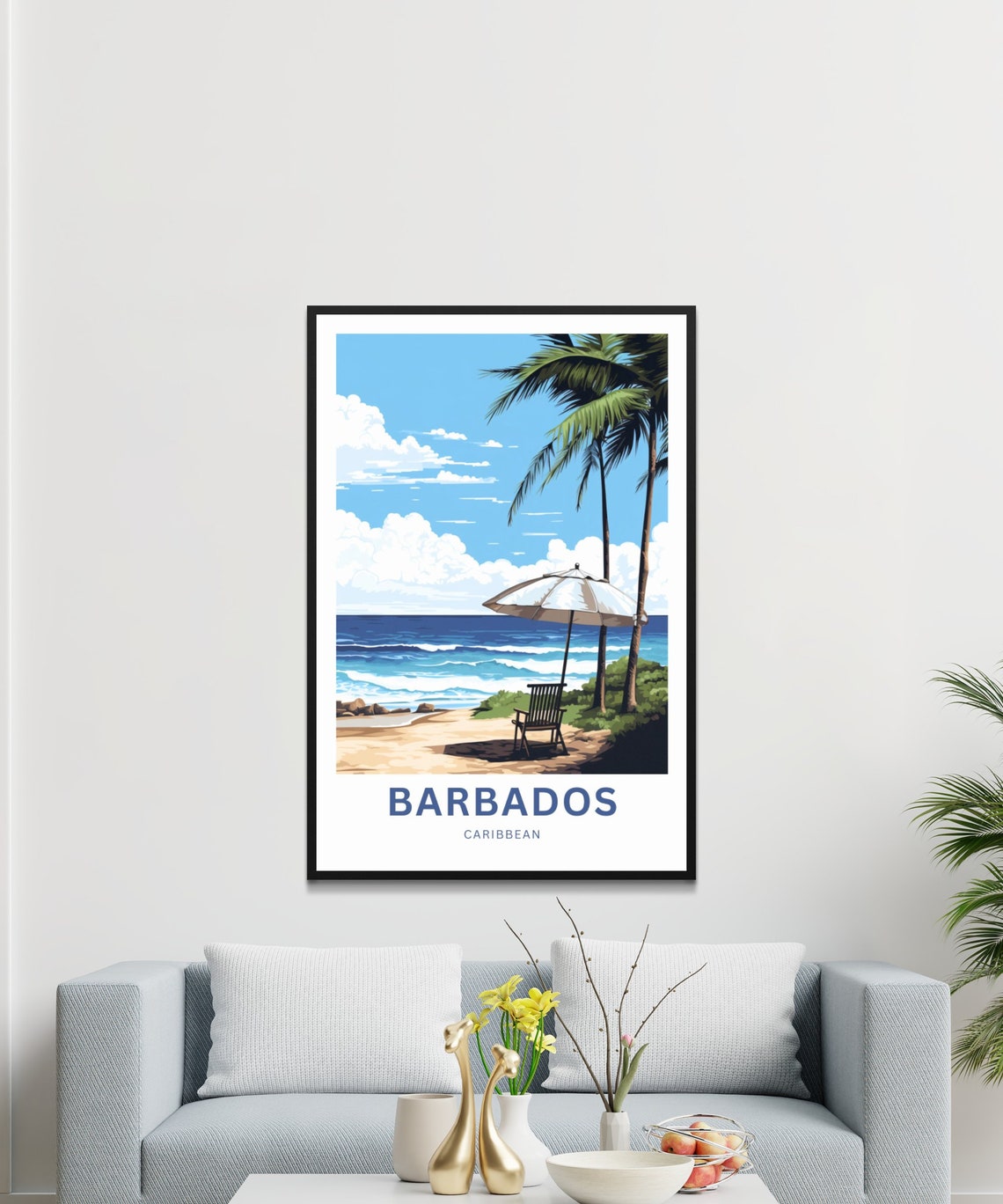 Personalized Barbados Travel Print Barbados Poster Caribbean Wall Art Framed Present Gift Caribbean Present - Image 3