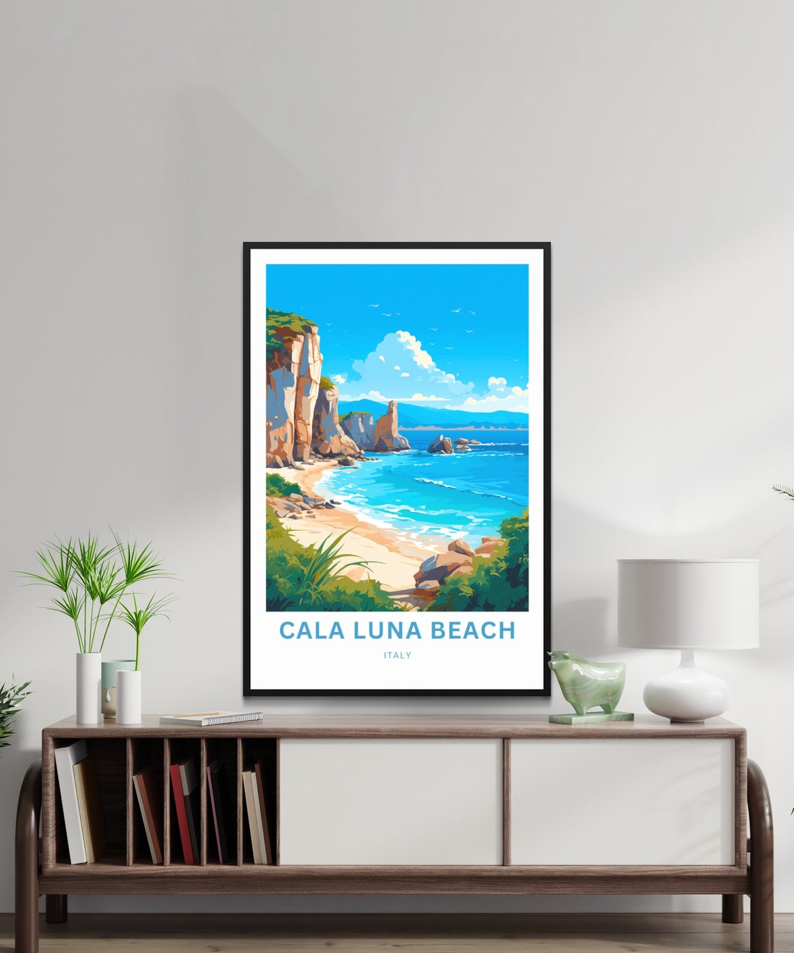 Cala Luna Beach Italy Sea Cliffs Customizable Beach Travel Poster - Image 2