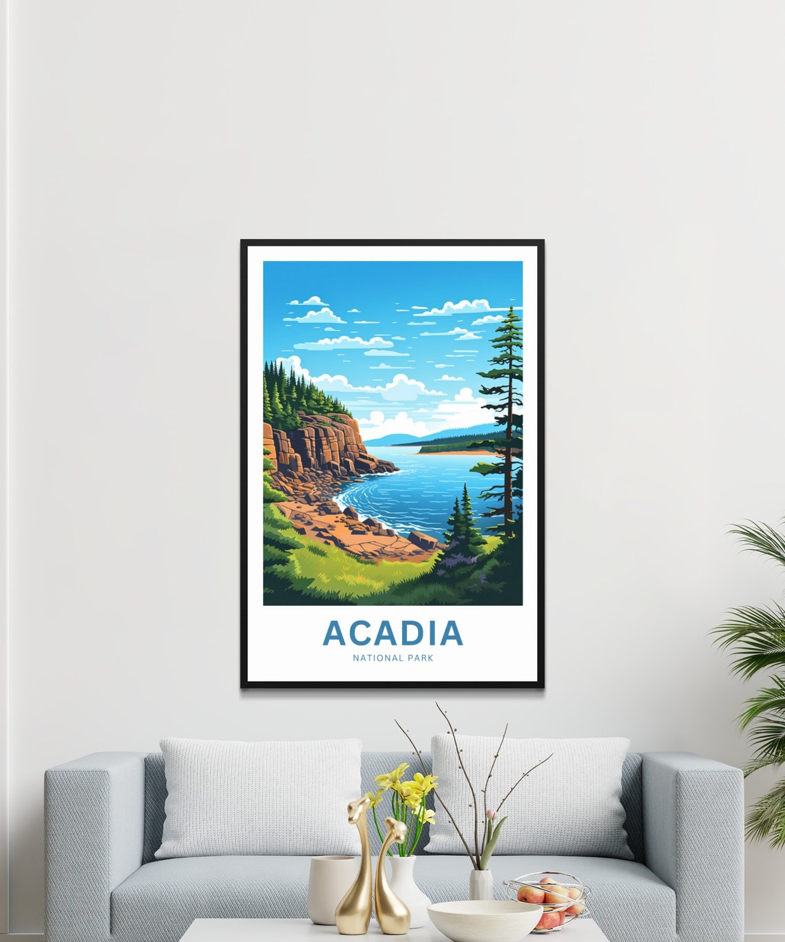 Personalized Acadia National Park Rocky Coast Cliff Gift Poster - Image 2