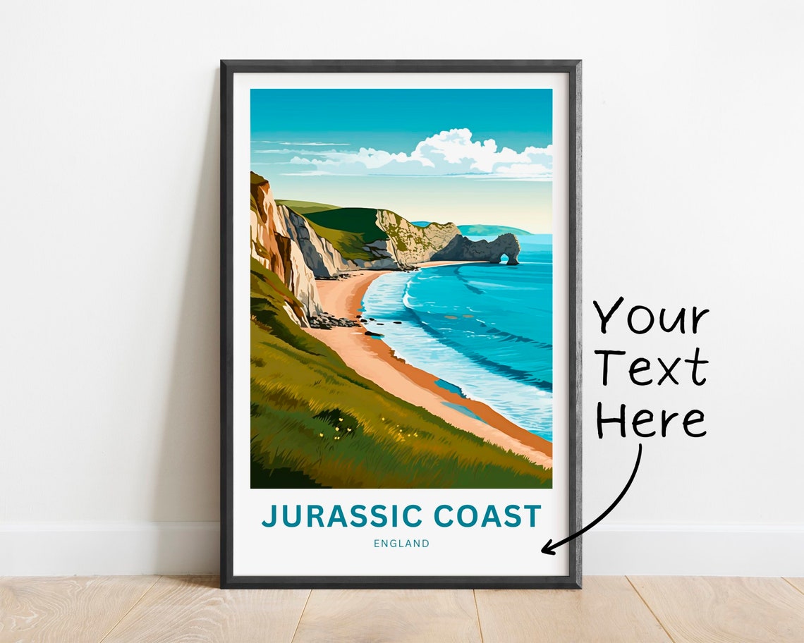 Personalized Jurassic Coast England Durdle Door Coastal Travel Poster