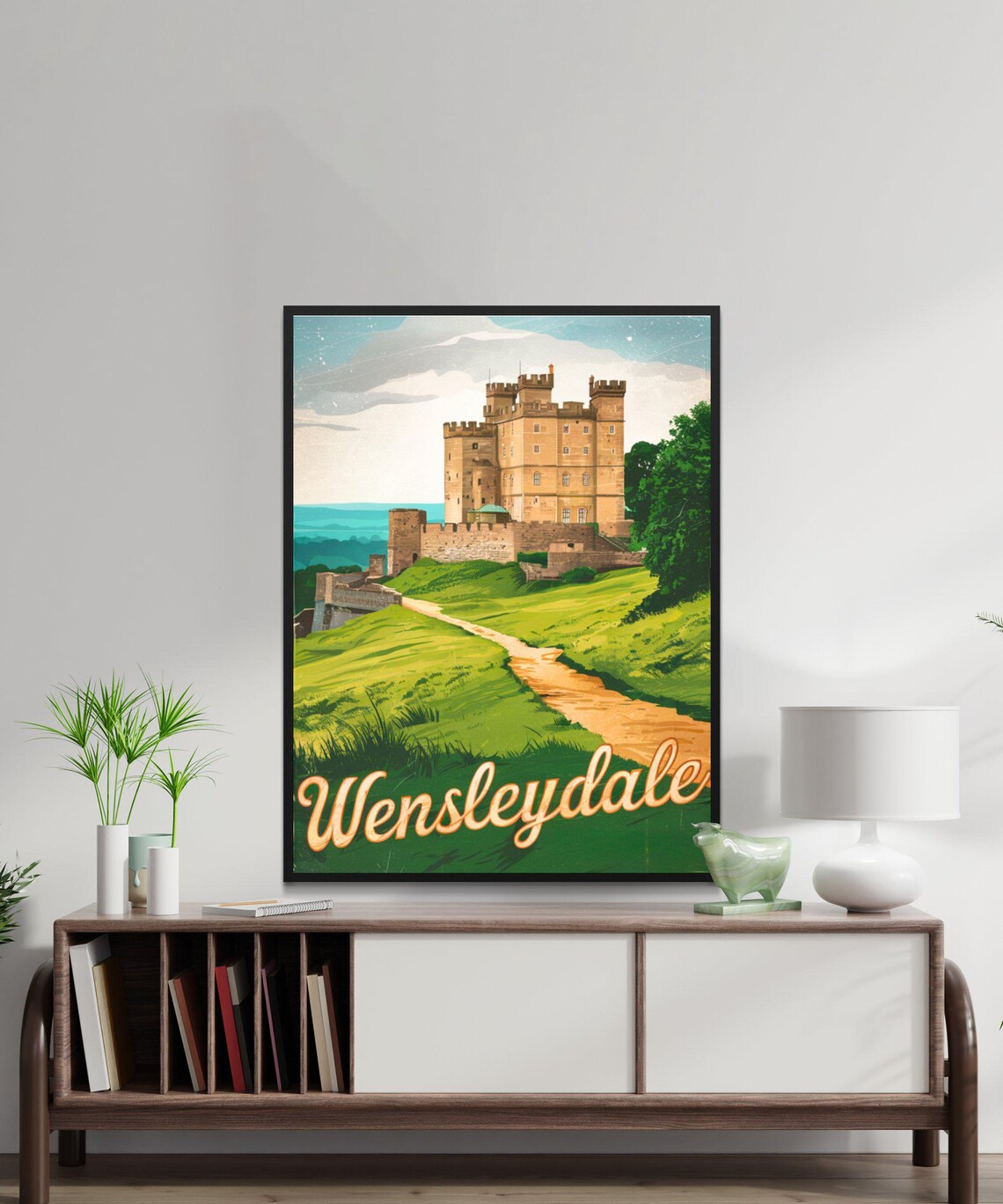 Wensleydale Historic Castle Hill Valley England Travel Poster - Image 3