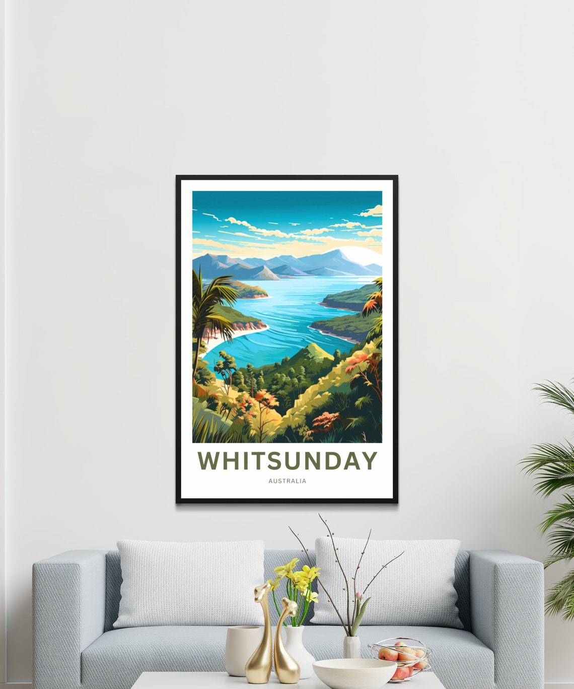 Whitsunday Australia Lush Tropical Bay Mountain Travel Poster - Image 3