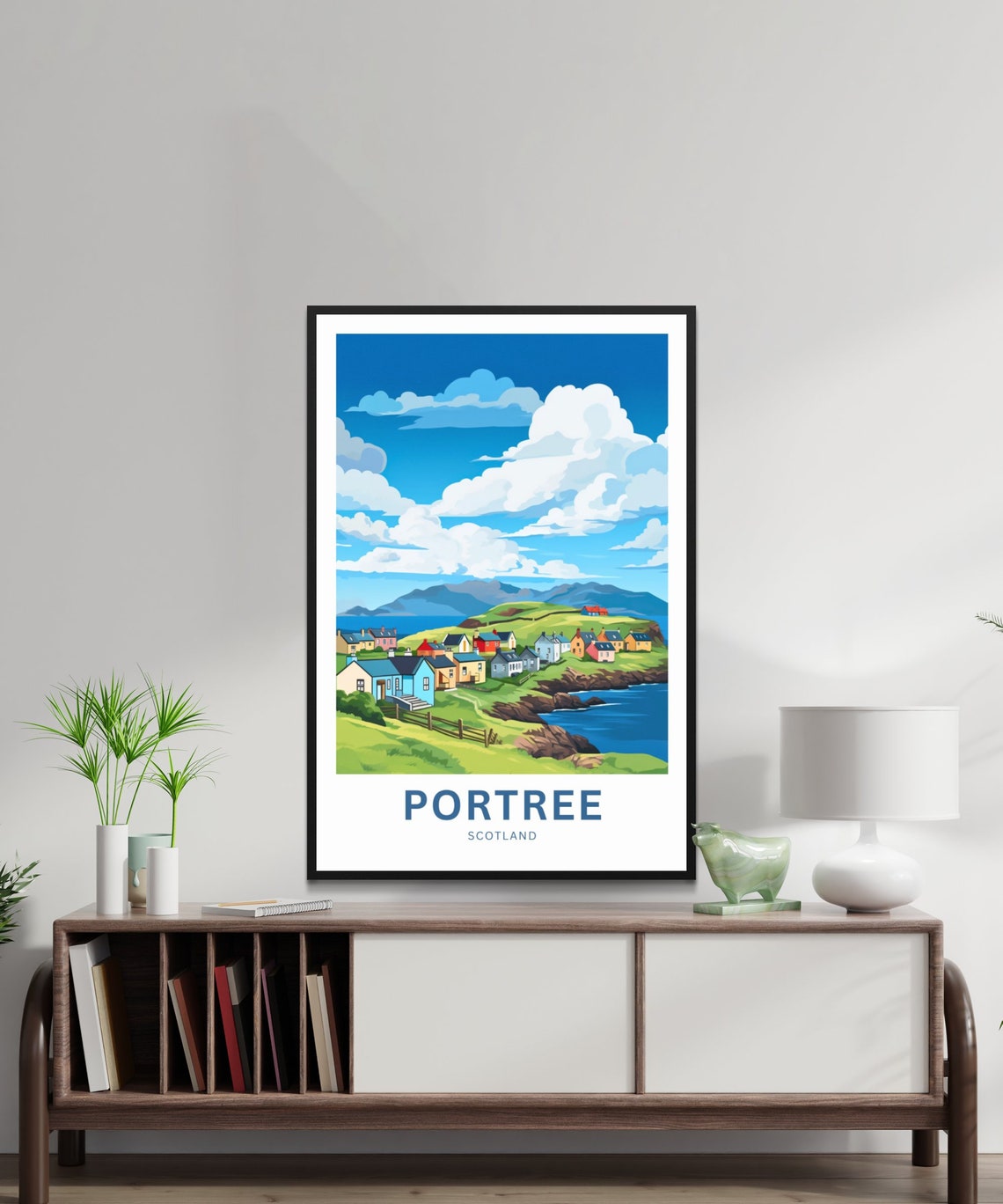 Portree Scotland Cottages Personalized Custom Text Gift Poster - Image 3