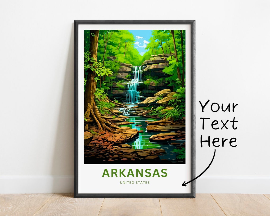Arkansas Custom Forest Waterfall Stream Green Nature Travel Poster