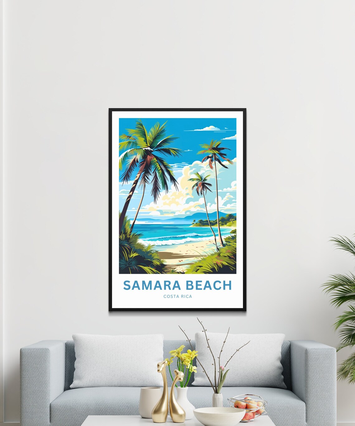 Samara Beach Costa Rica Palm Trees Tropical Shoreline Poster - Image 3