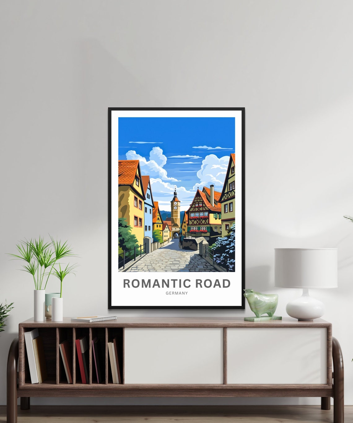 Romantic Road Germany Half Timbered Old Town Vintage Travel Poster - Image 3