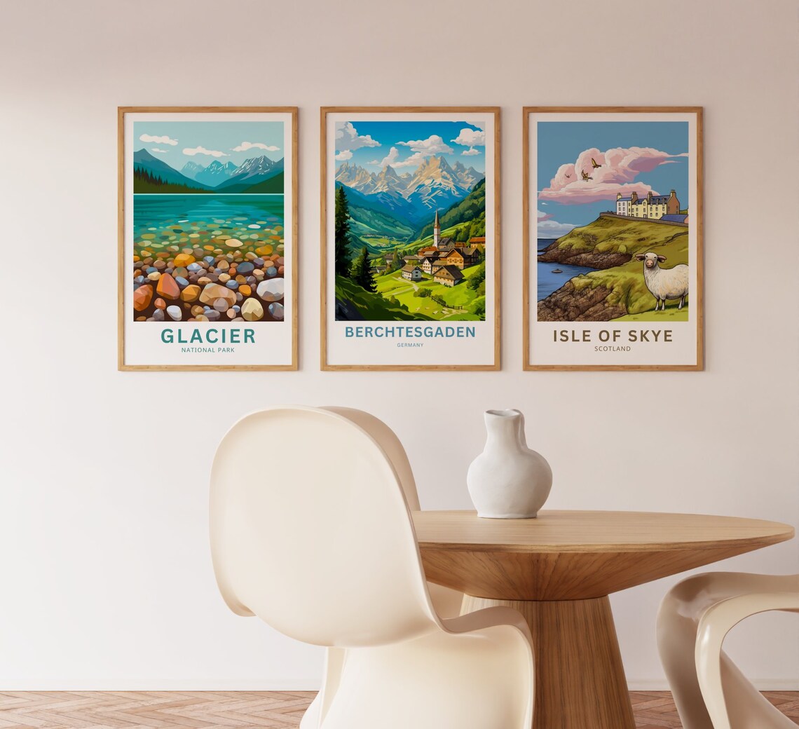 Berchtesgaden Germany Village Church Spire In Alpine Valley Poster - Image 3