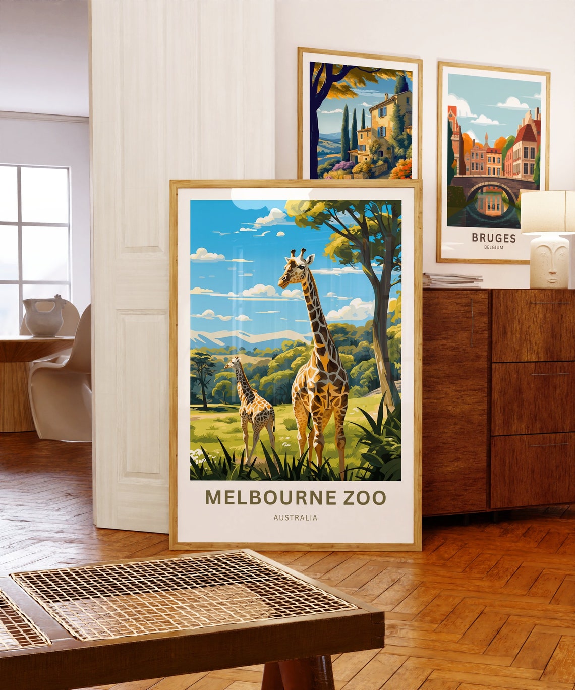 Melbourne Zoo Australia Giraffe Savanna Illustrated Art Poster - Image 5