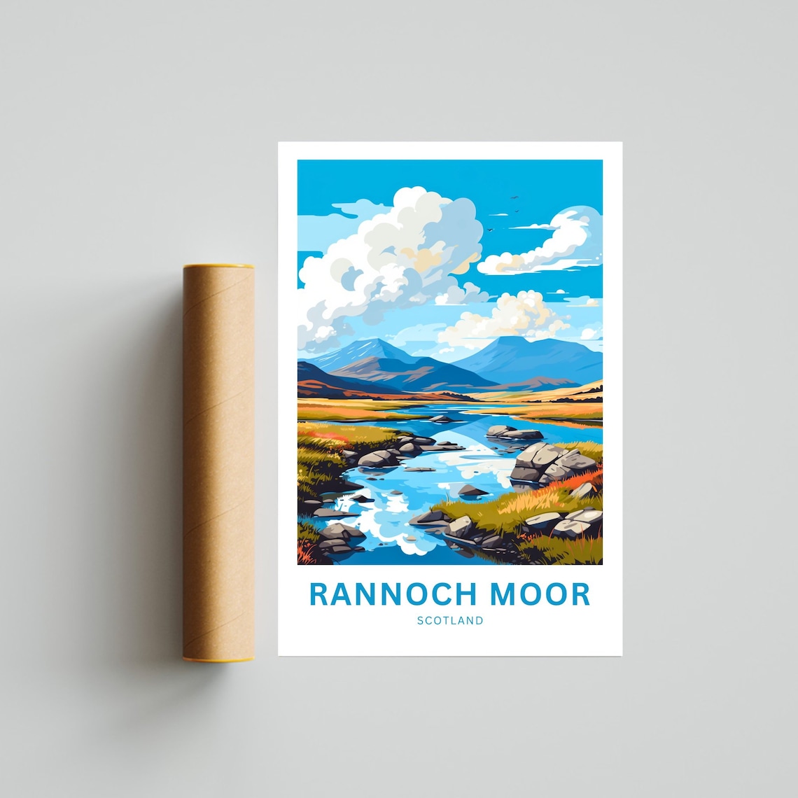 Rannoch Moor Scotland River Stones Moor View Vintage Travel Poster - Image 4
