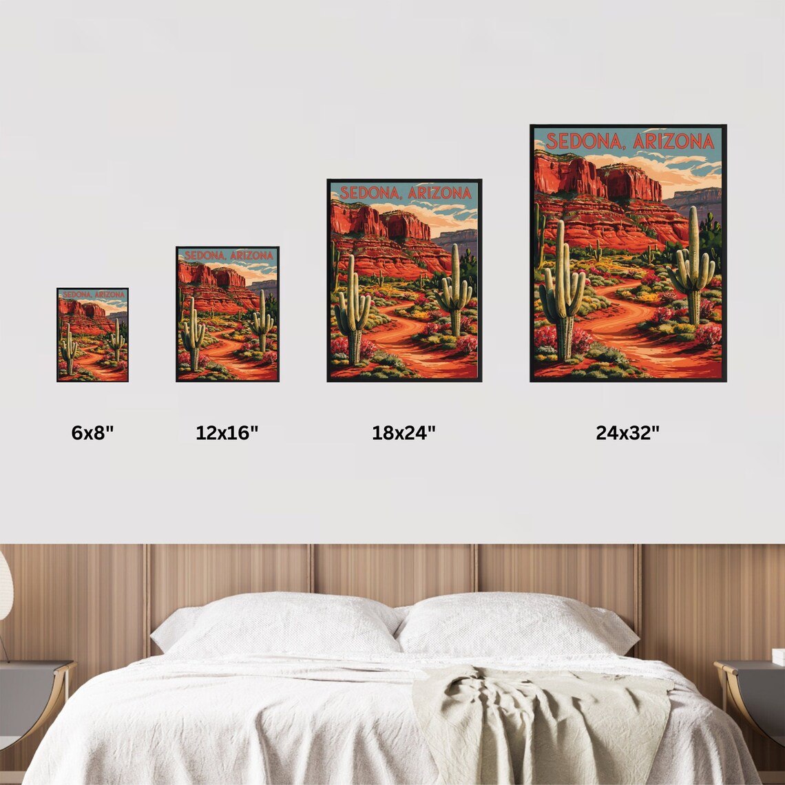 Sedona Arizona Red Cliffs Saguaro Desert Sunset Vintage Poster - Image 4