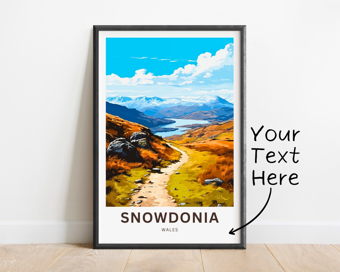 Personalized Snowdonia Wales Autumn Hiking Trail Moorland Lake Poster