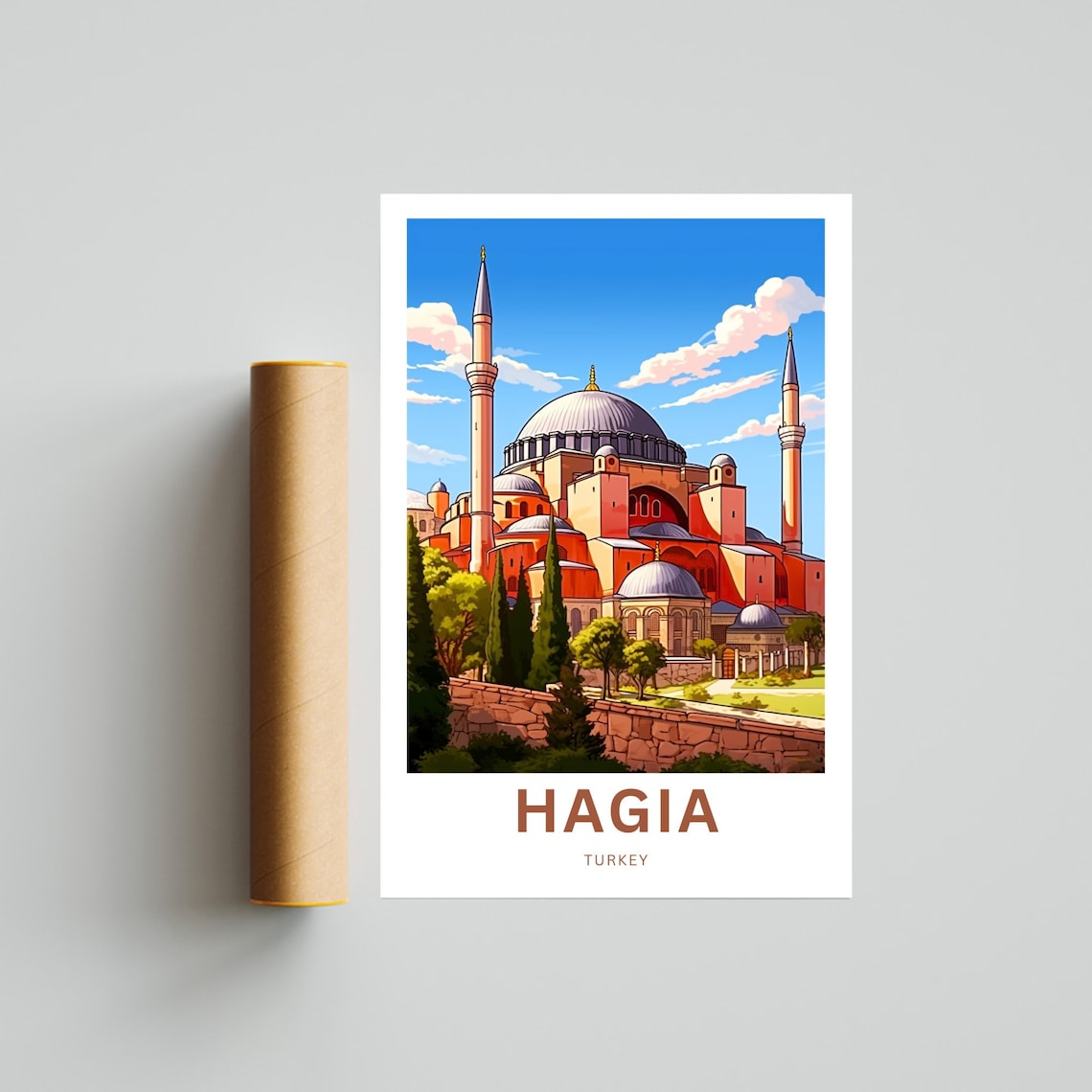 Hagia Sophia Turkey Travel Poster Istanbul Dome Landmark Art - Image 4