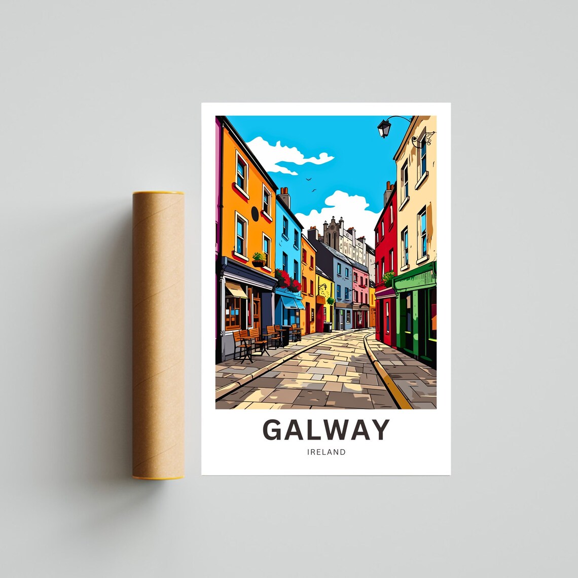 Personalized Galway Ireland Colorful Street Travel Poster Custom Gift - Image 4
