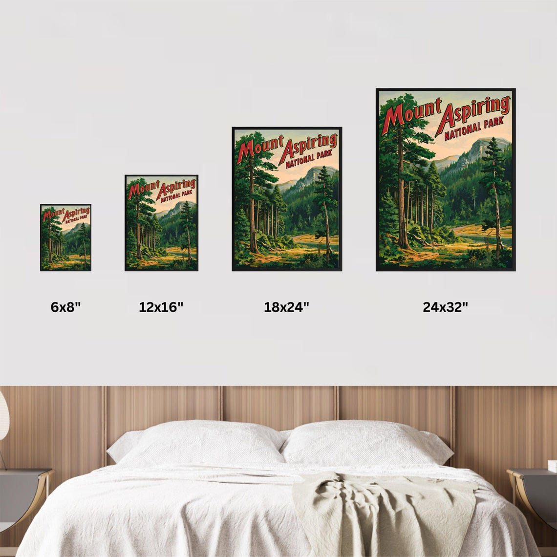 Mount Aspiring National Park Vintage Pine Forest View Poster - Image 2