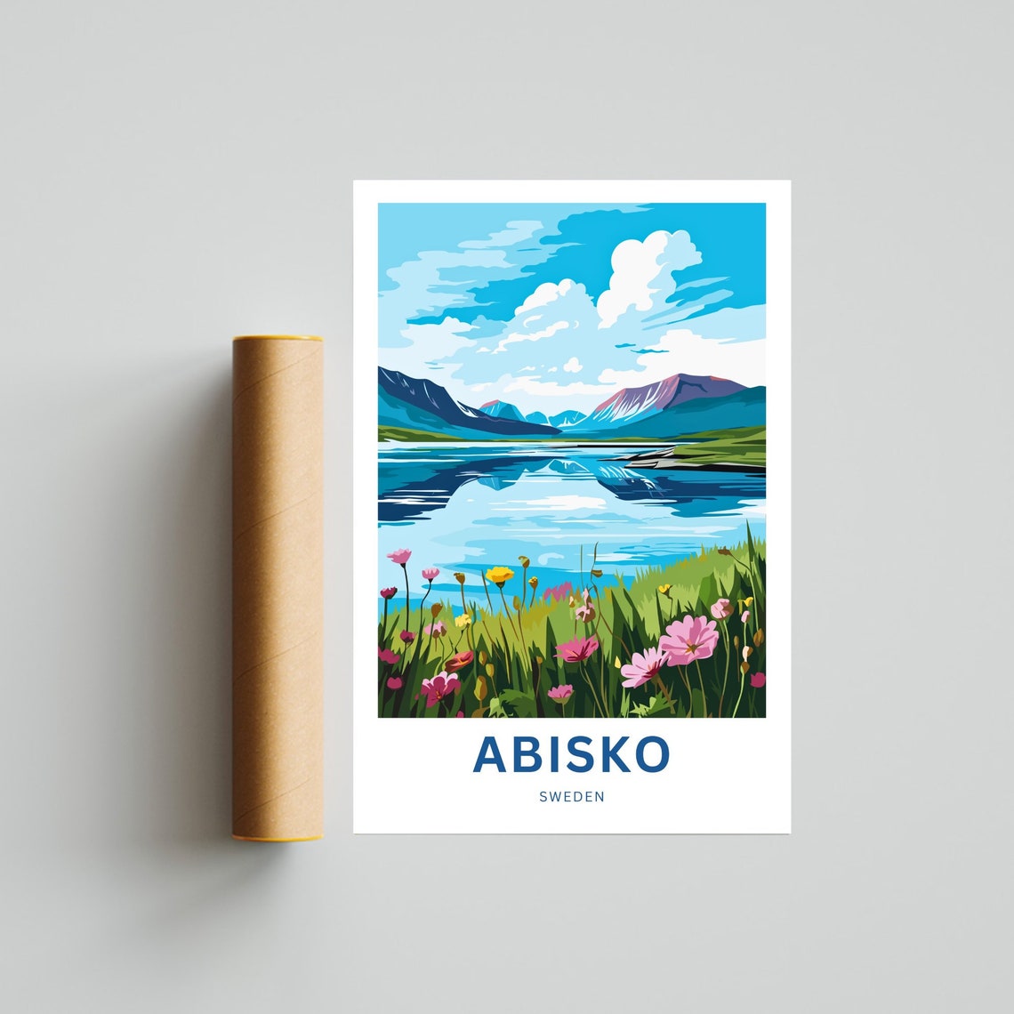 Abisko Sweden Mirror Lake Mountain Reflection Wildflower Poster - Image 4