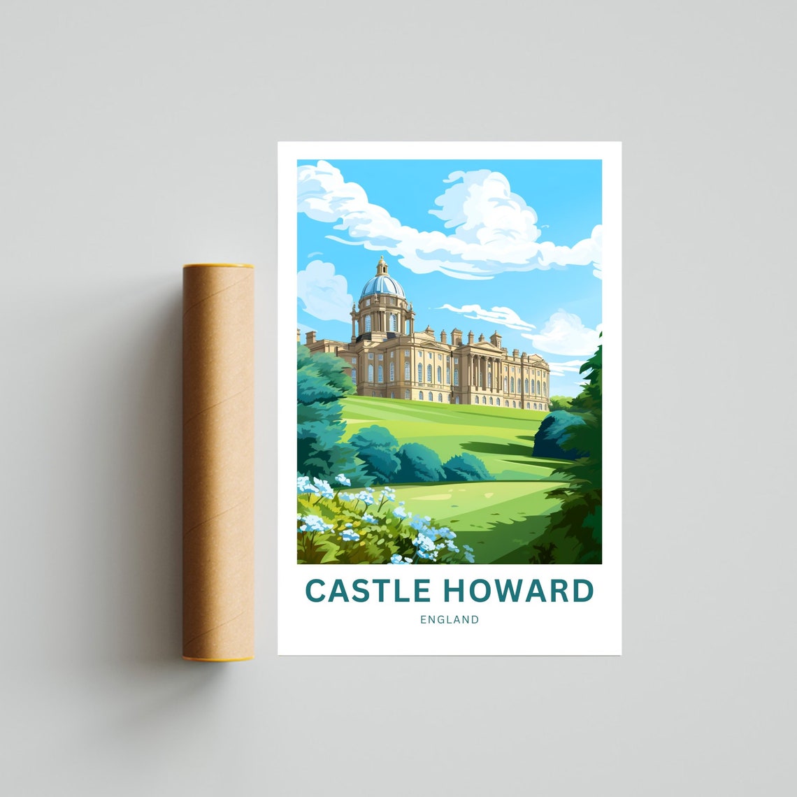 Castle Howard England Stately Home Vintage Travel Poster Lawn View - Image 4
