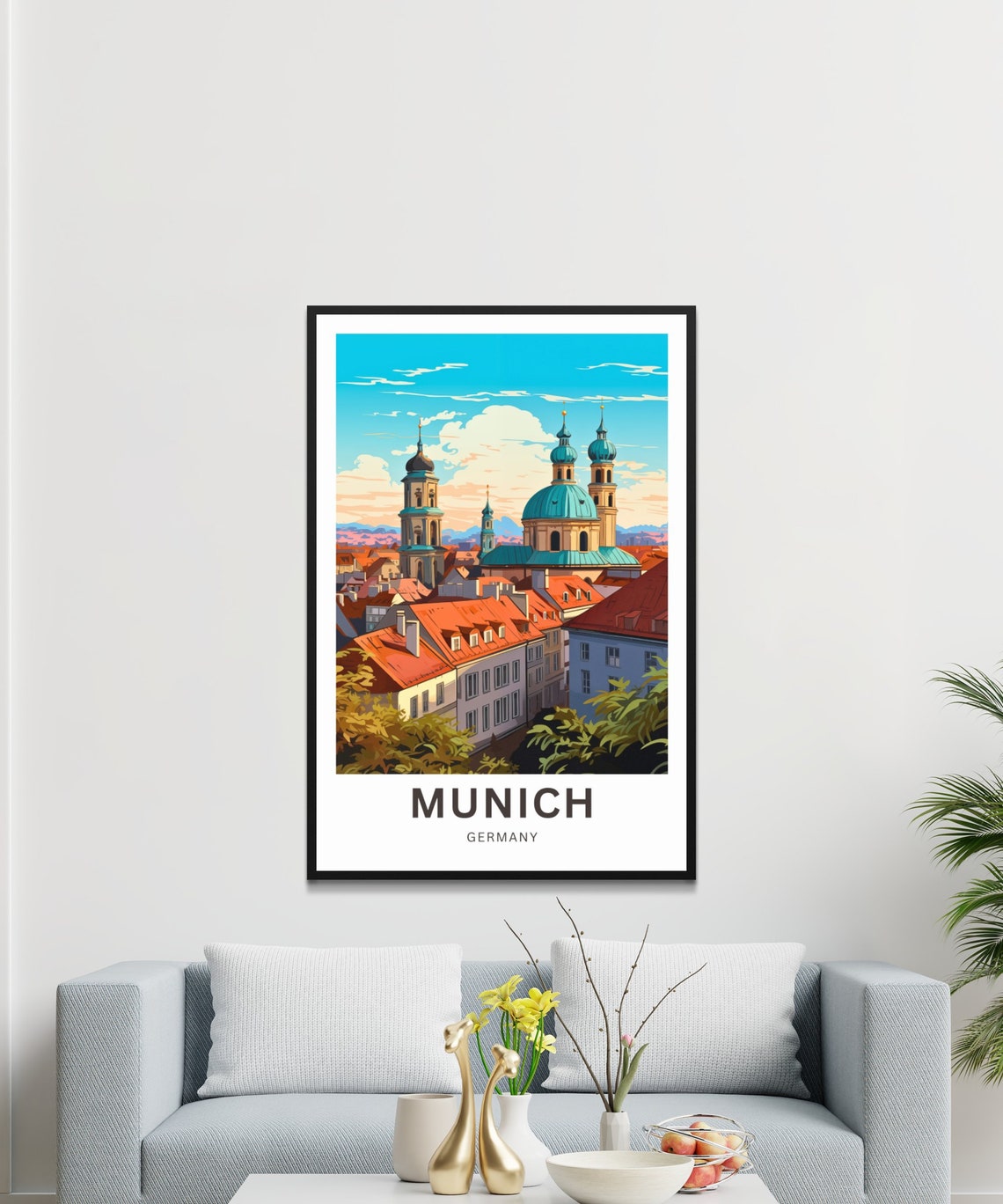 Munich Germany Old Town Roofs Cathedral Domes Scenic Art Poster - Image 3