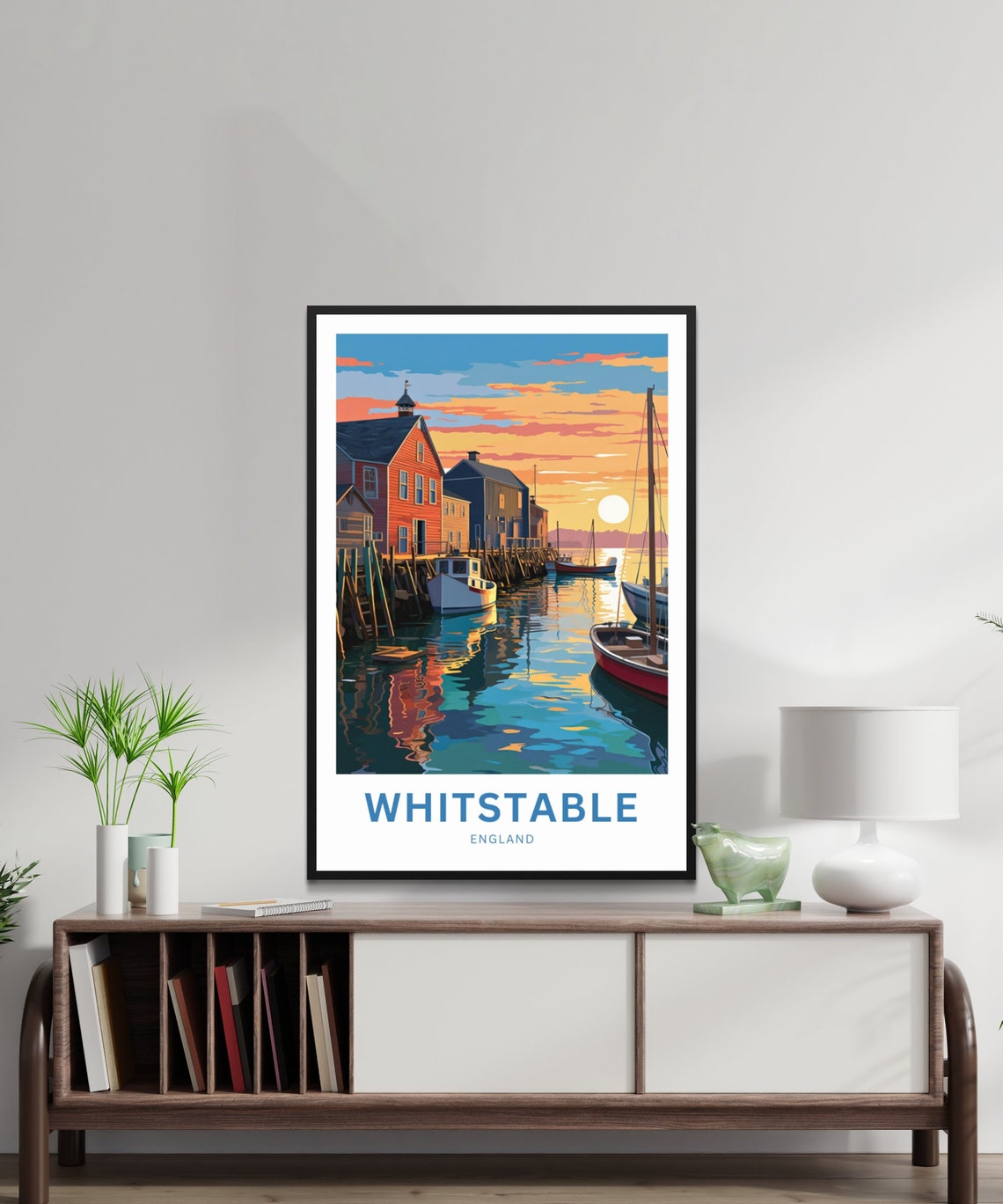 Whitstable England Sunset Harbor Scene Personalized Travel Poster - Image 3