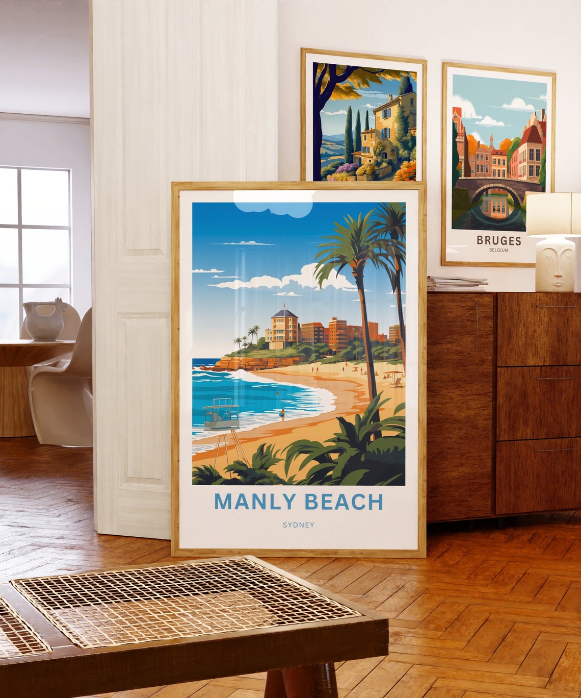Manly Beach Sydney Palm Trees Customizable Coastal Travel Poster - Image 5
