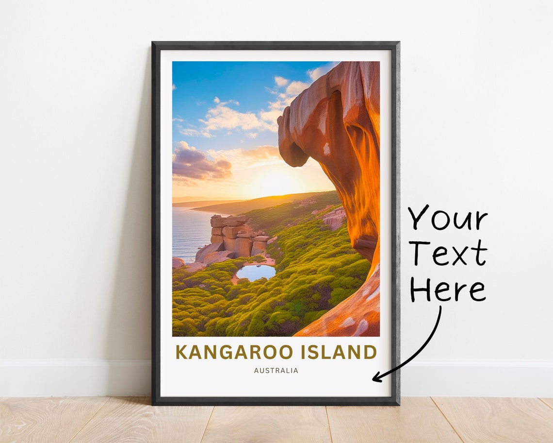 Personalized Kangaroo Island Travel Print Kangaroo Island Poster Australia Wall Art Framed Present Gift Australia Present