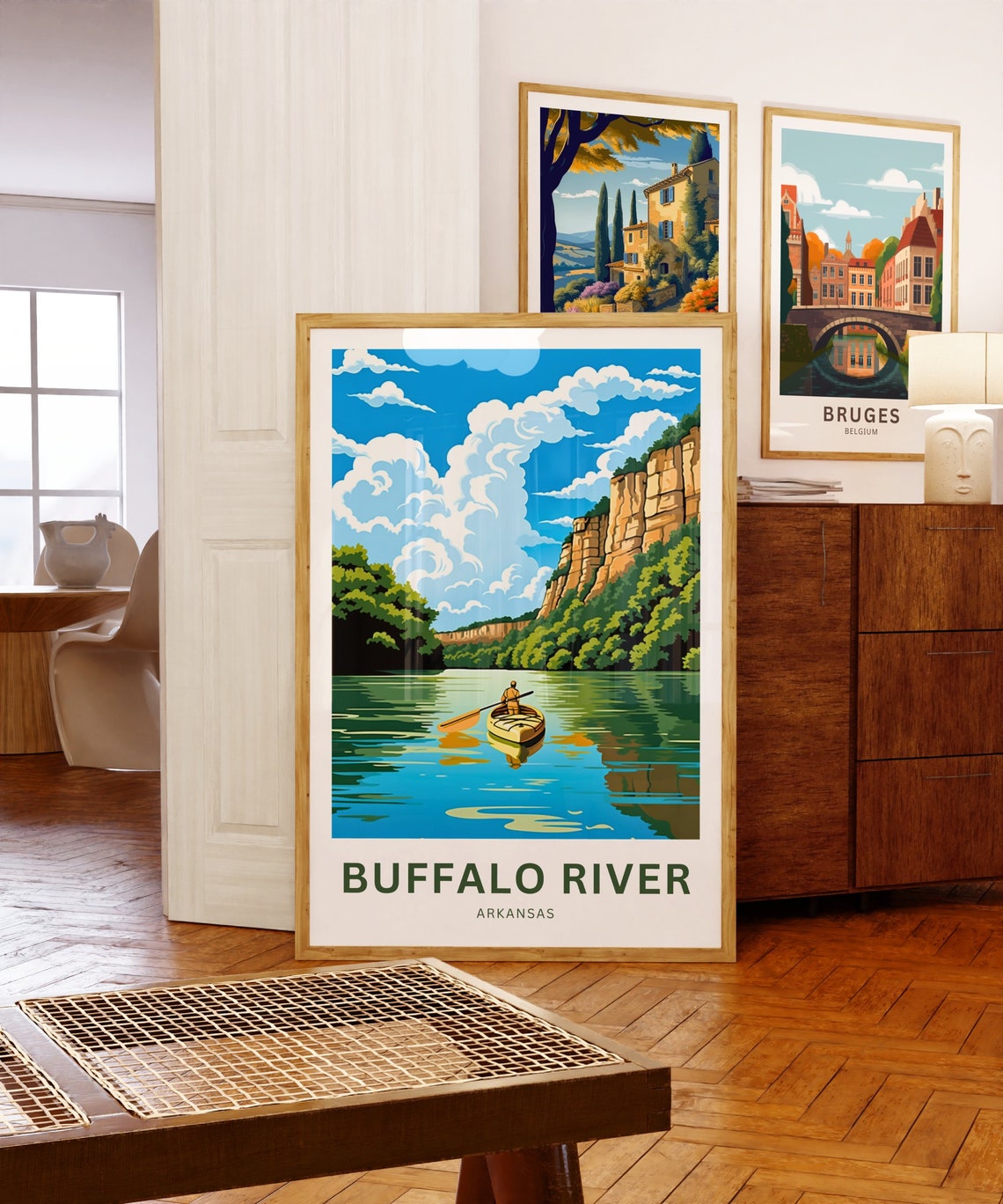 Buffalo River Arkansas Canoe Cliffs Custom Vintage Travel Poster - Image 5