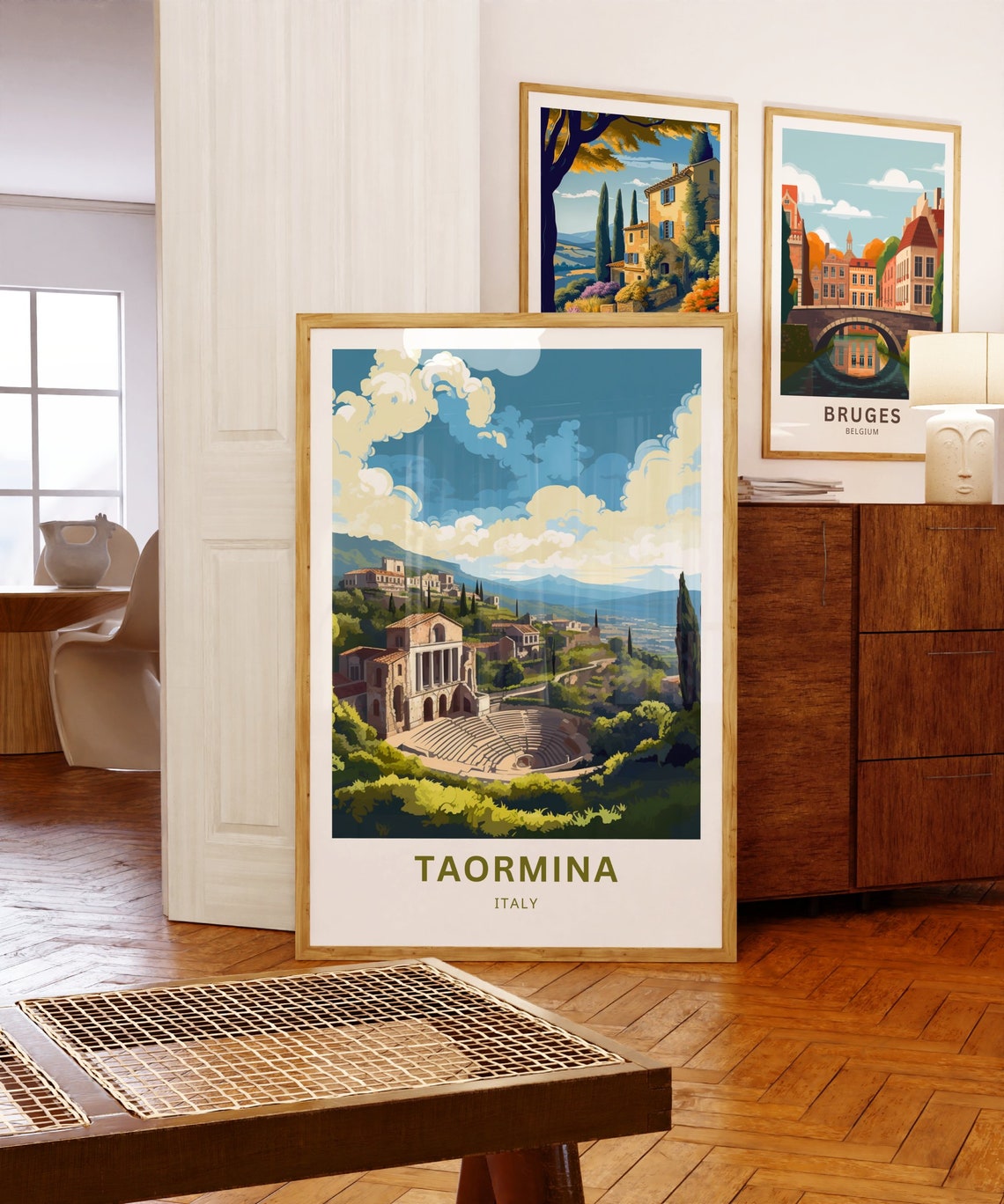 Taormina Italy Ancient Greek Theatre and Hillside Town Poster - Image 5