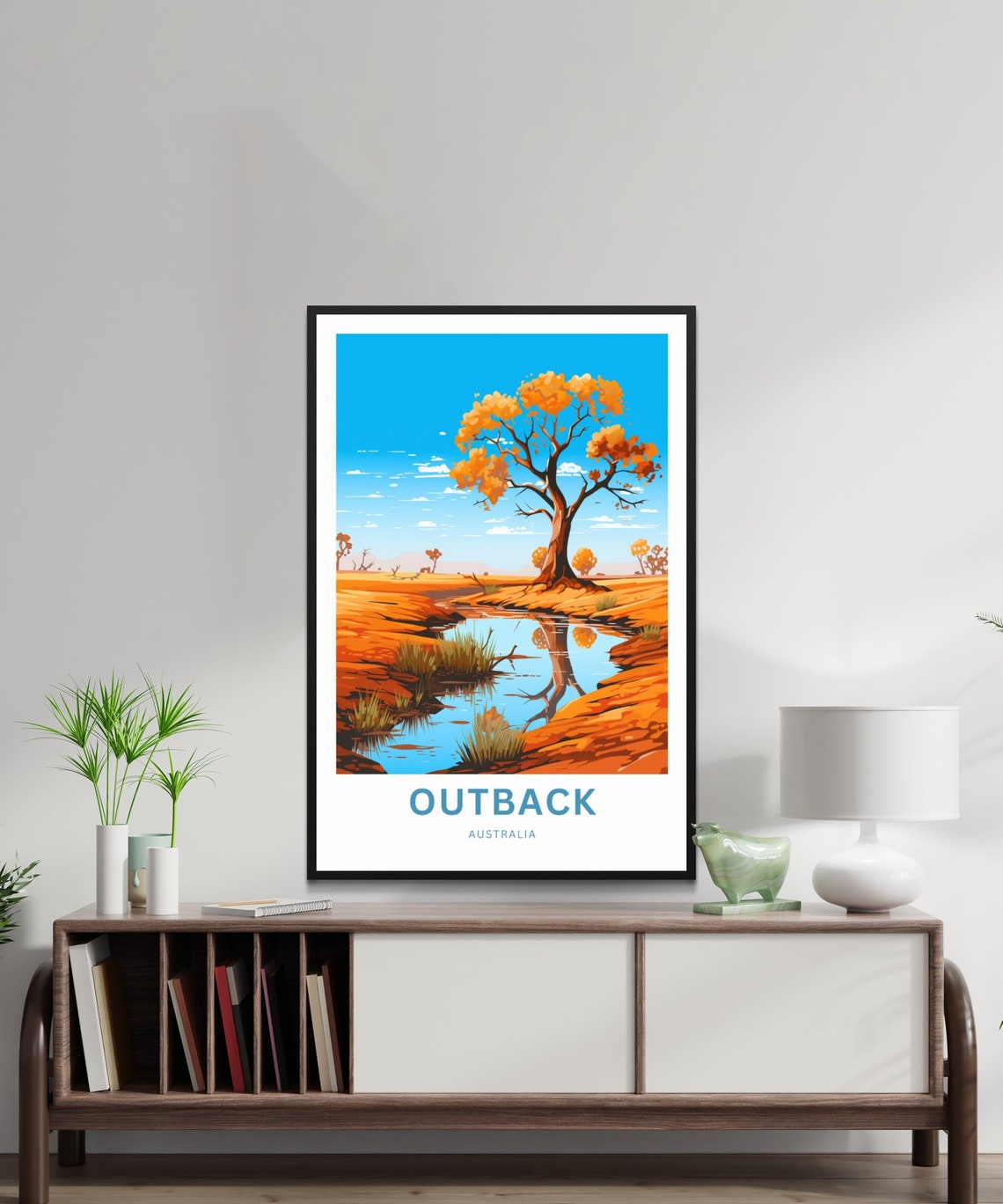 Personalized Outback Australia Red Desert Waterhole Travel Poster - Image 2
