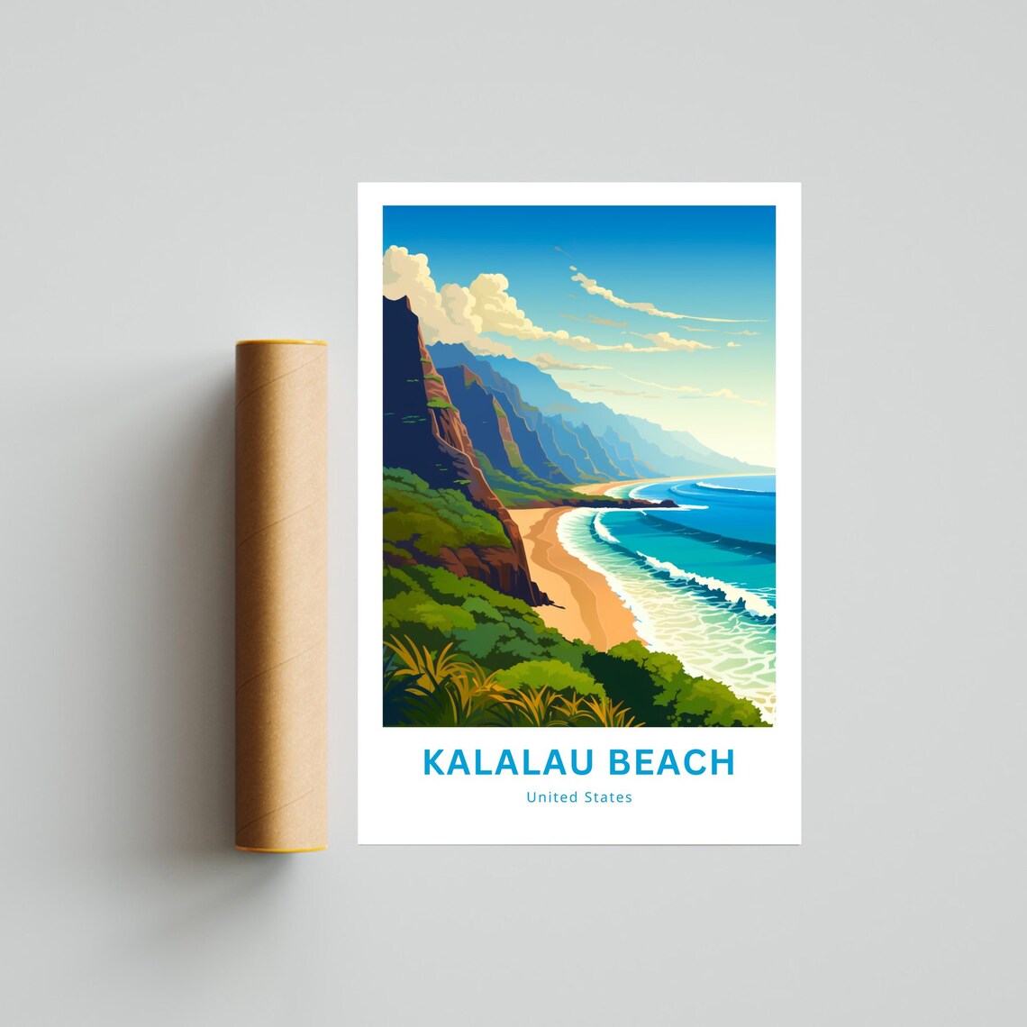 Kalalau Beach United States Dramatic Sea Cliffs Travel Poster - Image 4