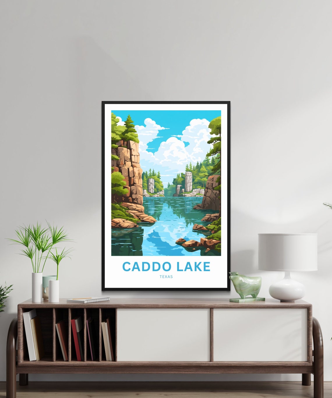 Caddo Lake Texas Towering Cliff Canyon Turquoise Water Poster - Image 2