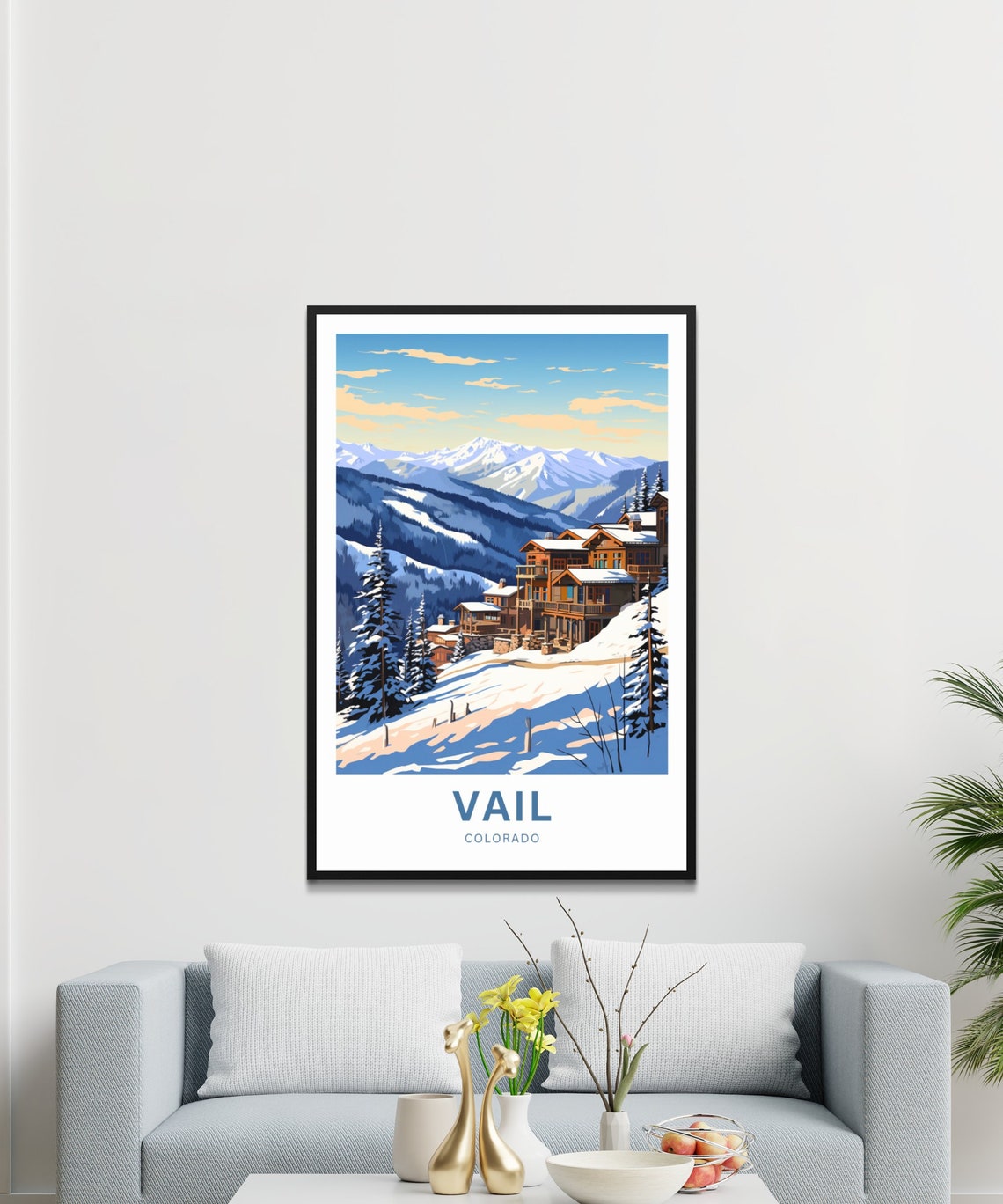 Vail Colorado Ski Resort Snowy Lodge Mountain Pines Travel Poster - Image 3
