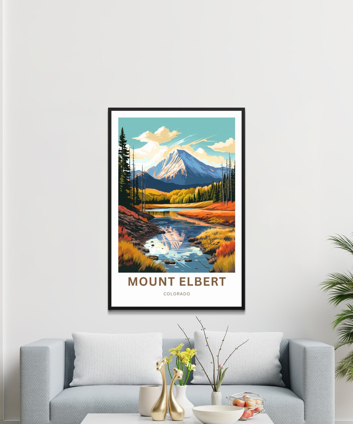 Personalized Mount Elbert Colorado Mountain Scene Travel Poster - Image 2
