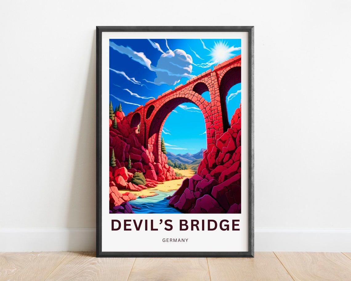 Devil's Bridge Germany Red Rock Aqueduct Canyon Travel Poster