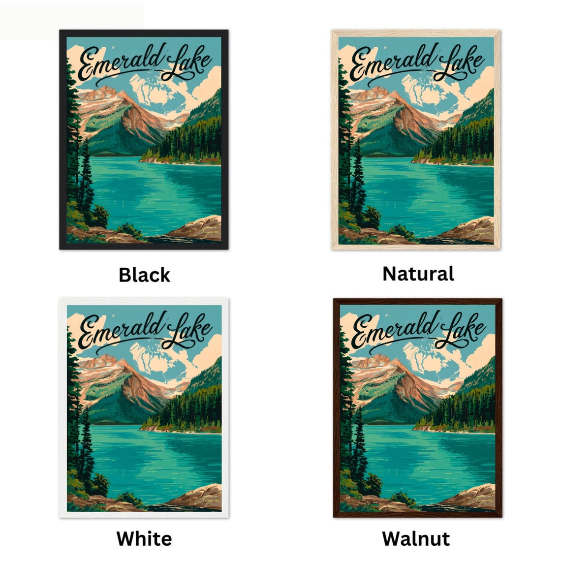 Emerald Lake Canada Vintage Script Lettering Mountain Poster - Image 4