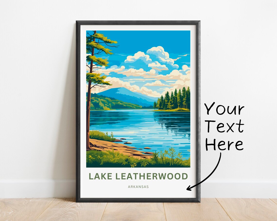 Personalized Lake Leatherwood Arkansas Lakeshore Pines Travel Poster