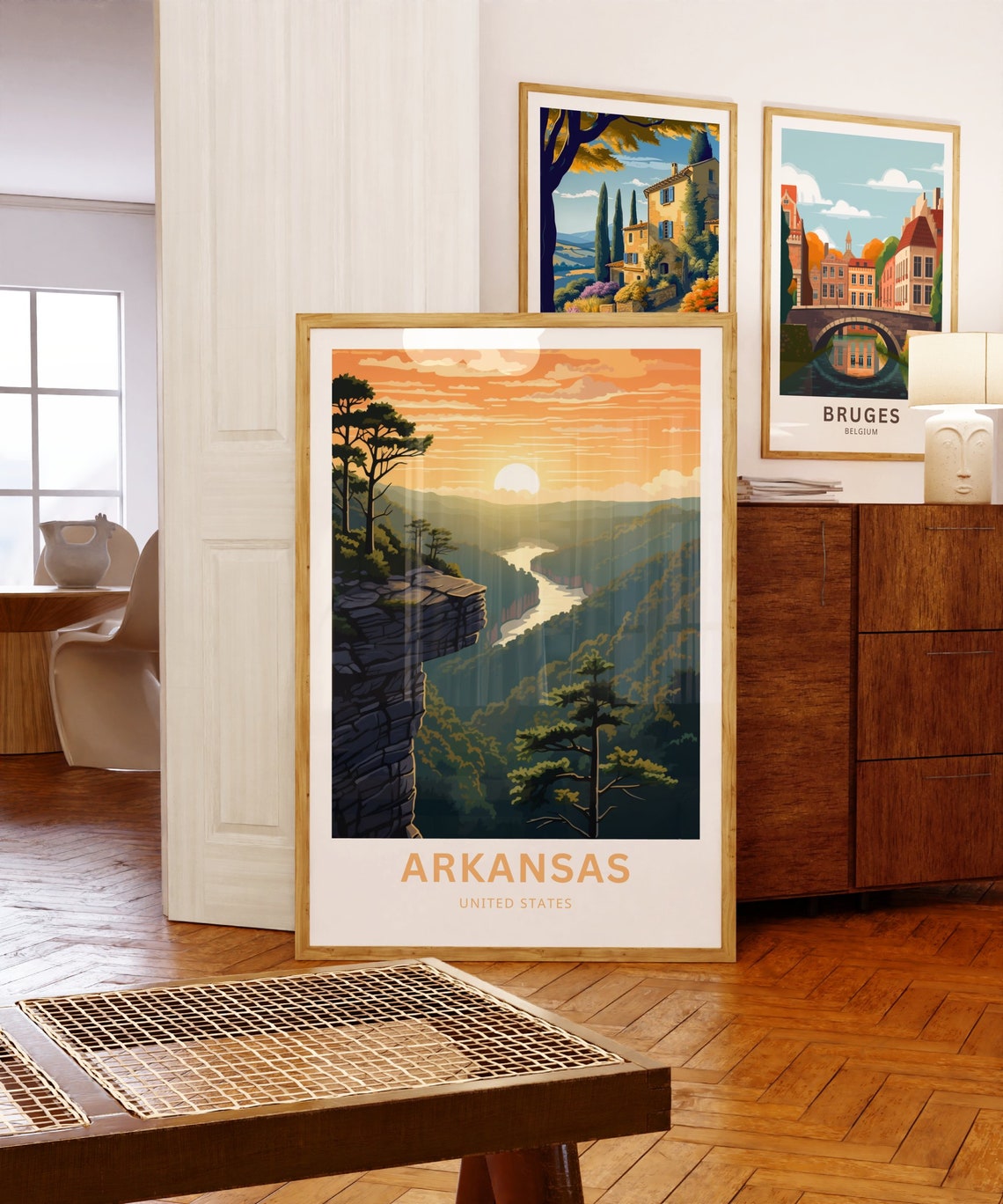Personalized Arkansas Sunset Bluff Overlook River Valley Travel Poster - Image 5