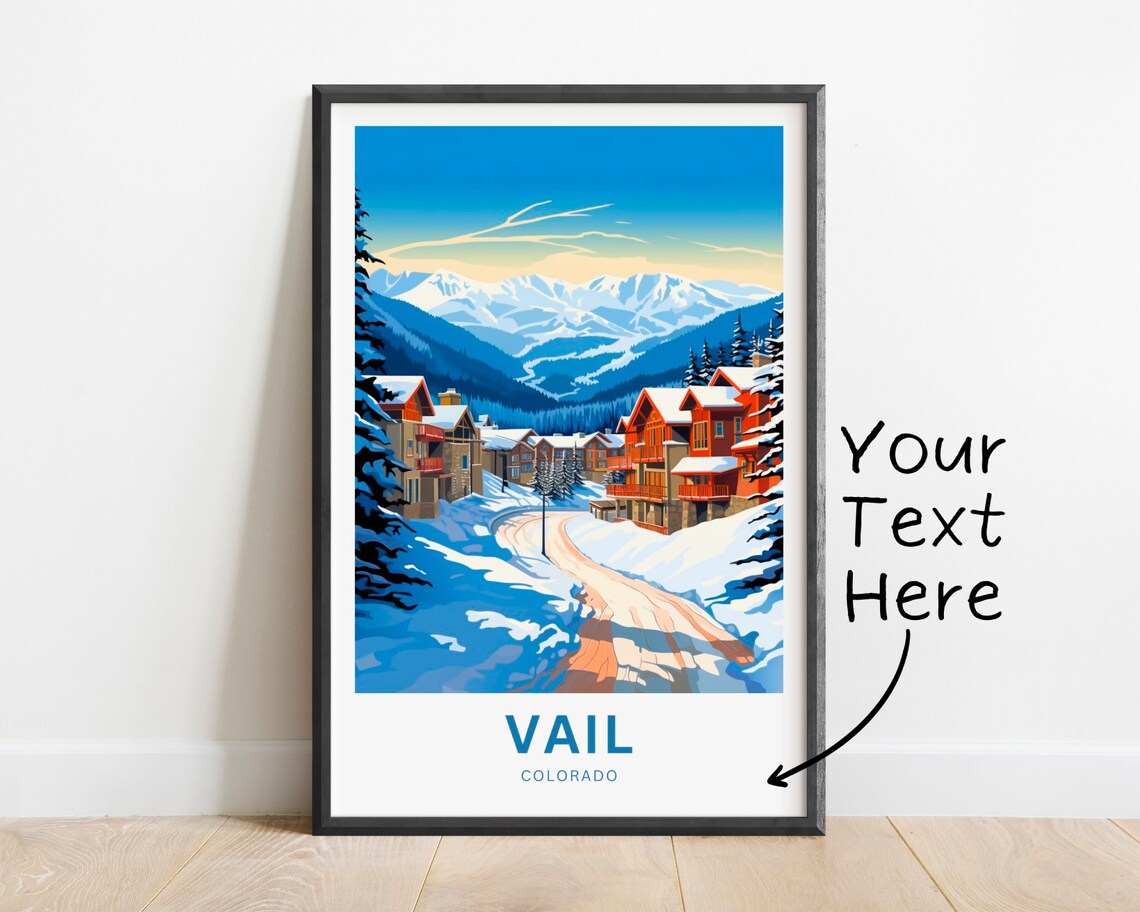 Vail Colorado Snowy Chalet Street Mountain Resort Travel Poster