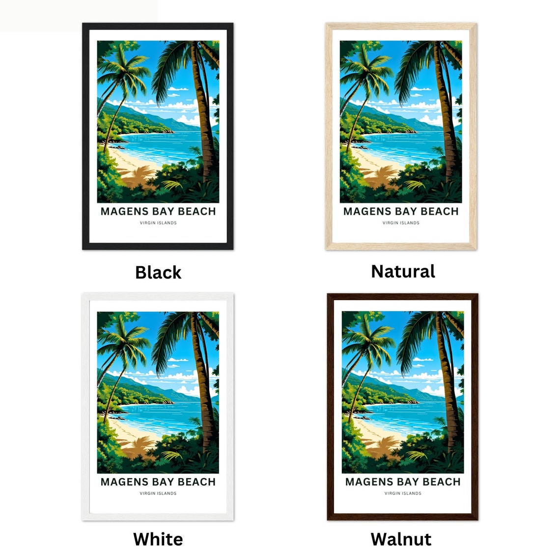 Magens Bay Beach Virgin Islands Palm Bay Tropical View Poster - Image 2