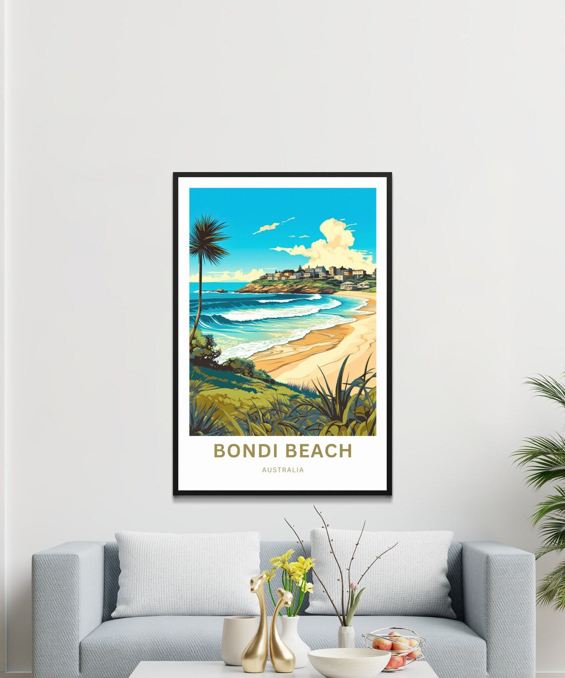 Bondi Beach Australia Surf Waves Headland Houses Travel Poster - Image 3