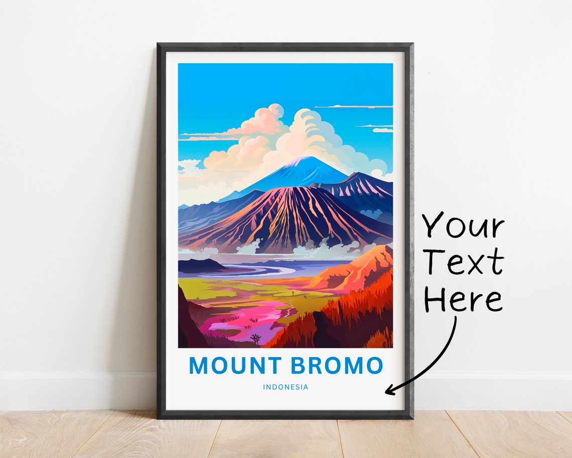 Personalized Mount Bromo Indonesia Daytime Caldera Custom Text Poster